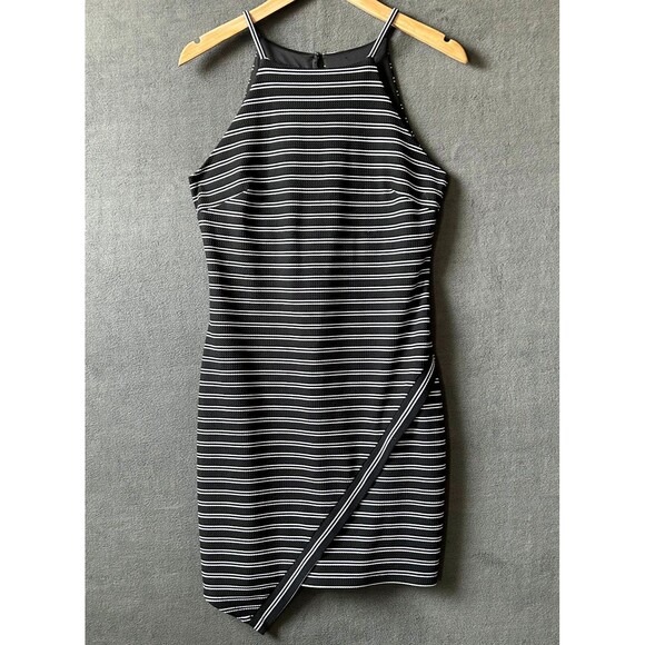 Fortune + Ivy Dress Sleeveless Black White Asymmetrical Stripe - Women's Size M - Picture 1 of 4